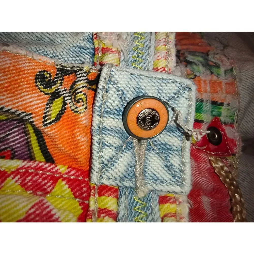 Vintage denim jeans Major Damage 80s 90s patchwork light acid wash denim patchwo - Picture 2 of 12